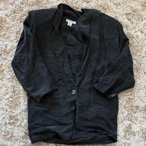 Vintage Black 100% Silk Blazer